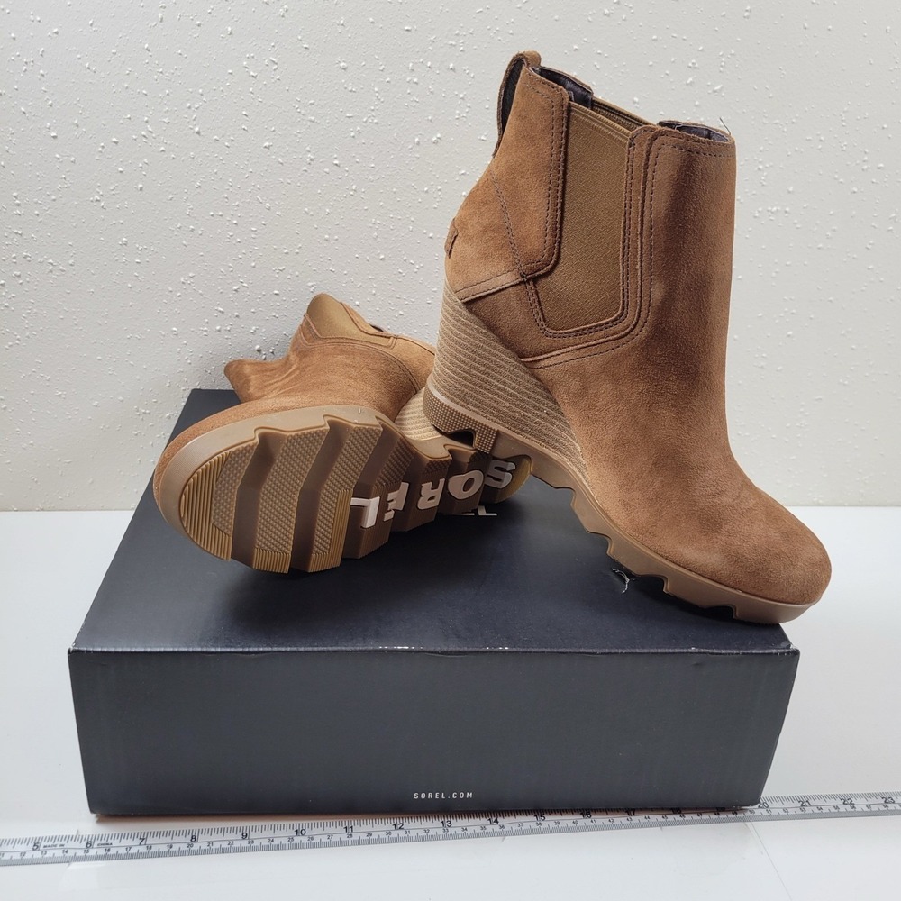 New Sorel Joan Uptown Chelsea Women 10.5 Tan NEW Waterproof Suede Wedge Boot